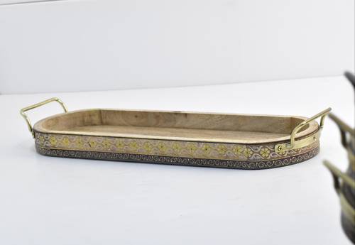 Wooden Round Tray - Yellow 