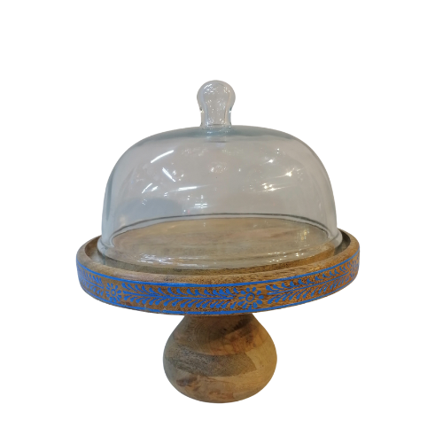  Round wooden cake stand - dark blue