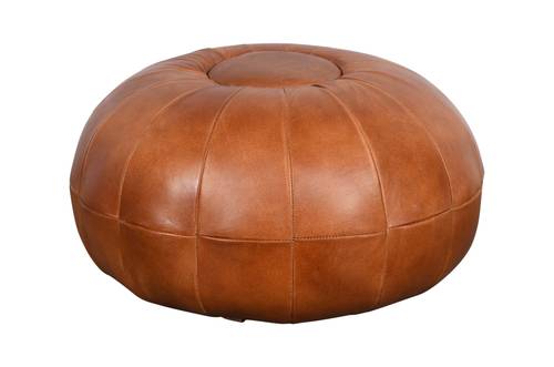 Round Puff of natural leather