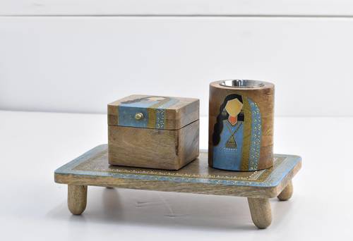 Natural Wooden Bokhor Set - blue