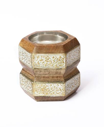 Mango Wood Hexagonal Mubkhar - white