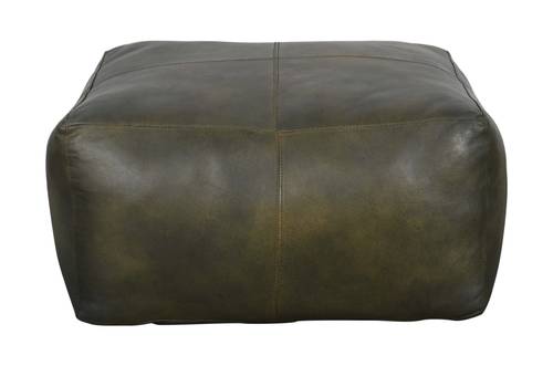 Square Puff of natural leather