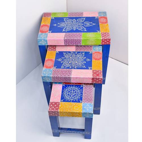 Wooden table set - Hand-painted