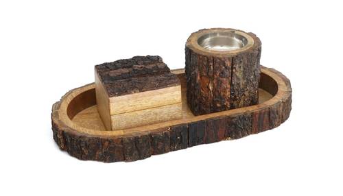 Mango Wood Round Mubkhar Set