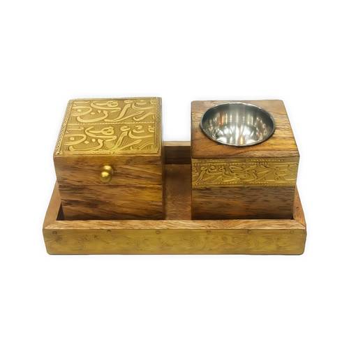Natural wood burner set with copper - small