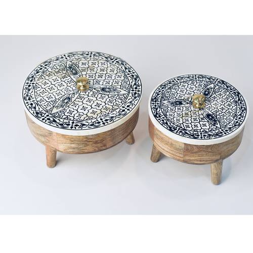 Fruit set of wood and bone natural  - Black