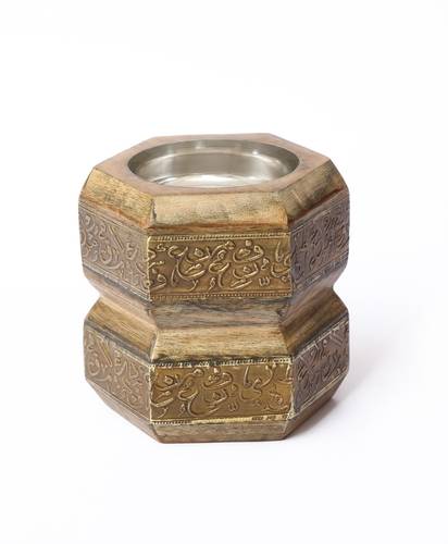 Mango Wood Hexagonal Mubkhar - gold