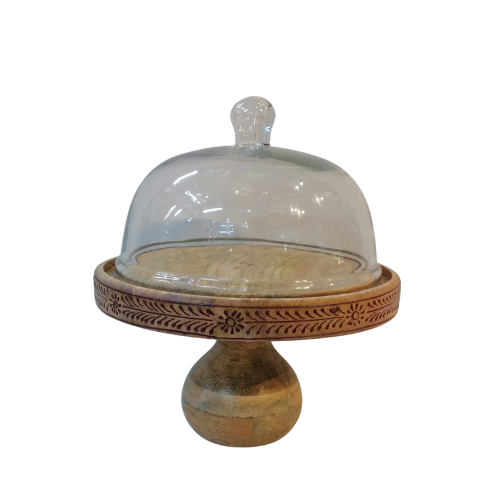 Round wooden cake stand with lid - red 