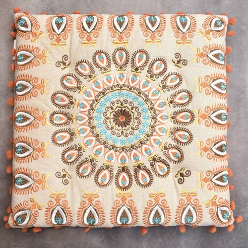 Square Cushion with orange decorated