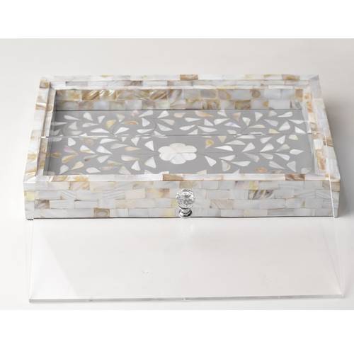 Mother of pearl tray with acrylic cover- Gray