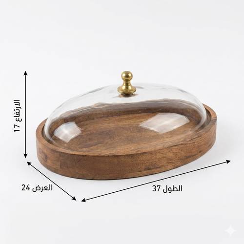  علبة خشب بني بيضاوية