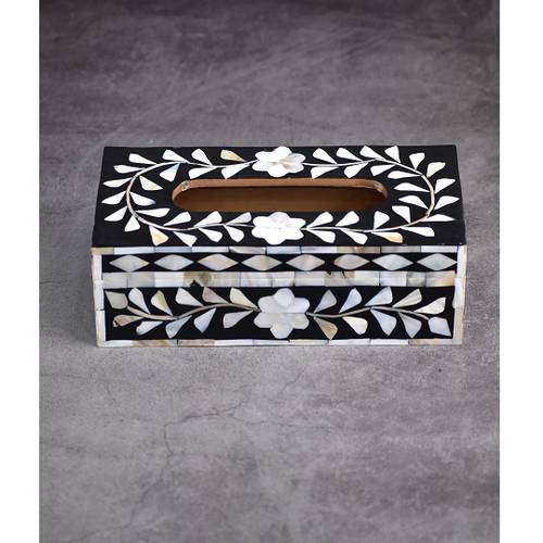 Black Tissue Box of Pearl with decorated