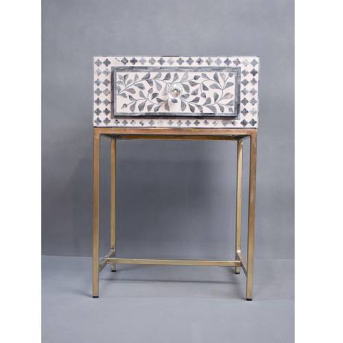 Small Gray Bed Side of bone inlays 