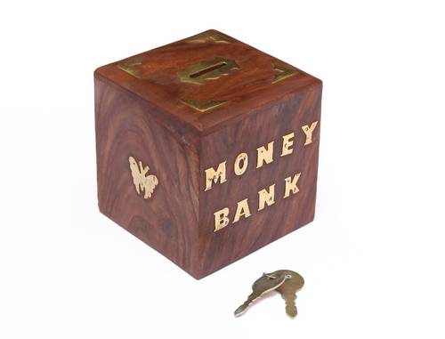 Wooden money box - brown