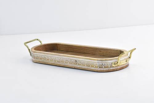 Wooden Round Tray - White
