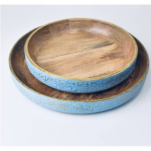 Wooden Trays Set - Blue