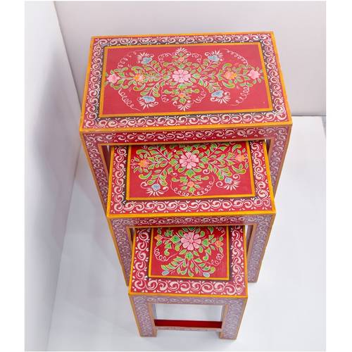 Wooden table set - Hand-painted