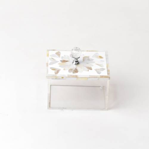 Acrylic Box with mother of pearl - White 