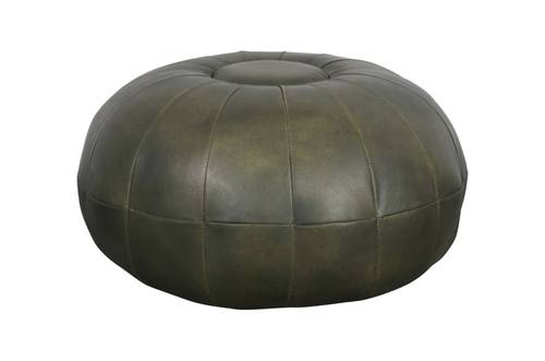 Round Puff of natural leather