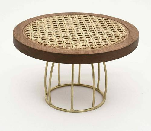 Wooden cake stand with rattan