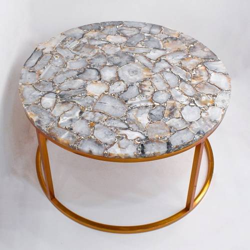 Agate Table with Base - Gray