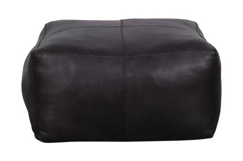 Square Puff of natural leather