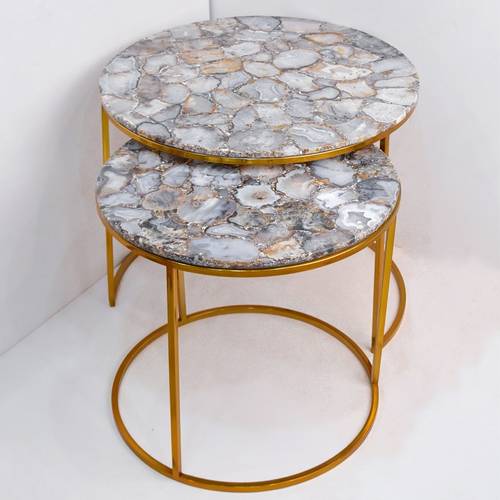Agate set Table with Base - Gray