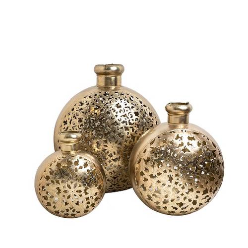 Round candle holder set - stainless steel