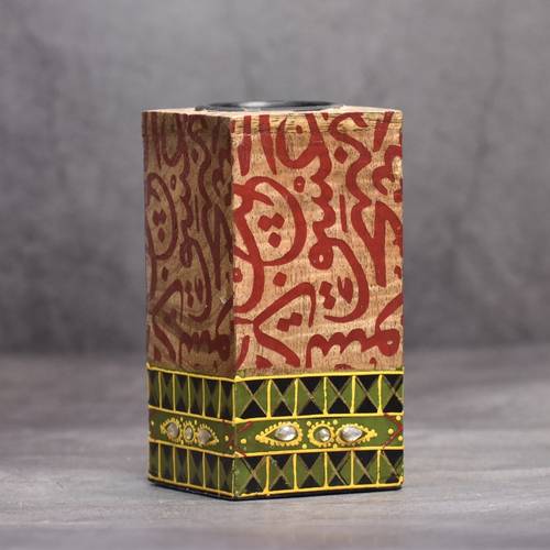  Wooden Bahkoor -Red Letters -medium 