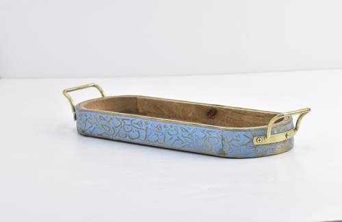 Wooden Round Tray - Blue