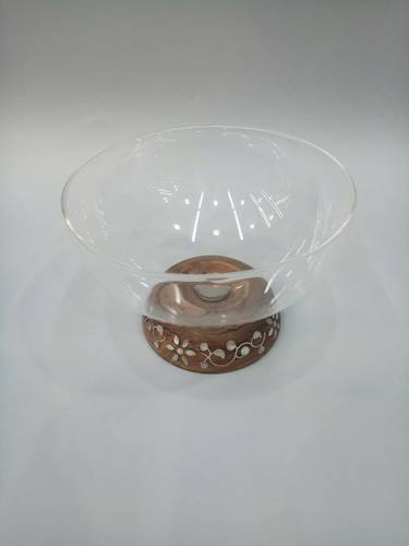  Large Acrylic Bowl With The Wooden Base