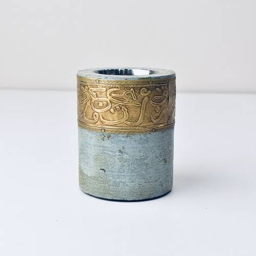 Copper Circular Wooden Incense Burner - Blue