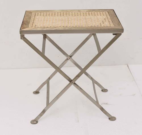 Wooden side table with rattan