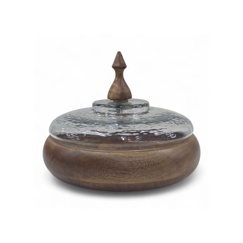  Round Natural Wooden Box With glass