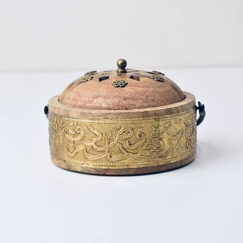 Bakhoor round with handle with brass