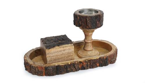  Mango Wood Round Mubkhar Set