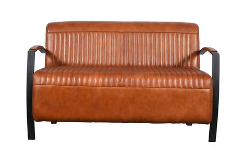 Iron and natural leather sofa