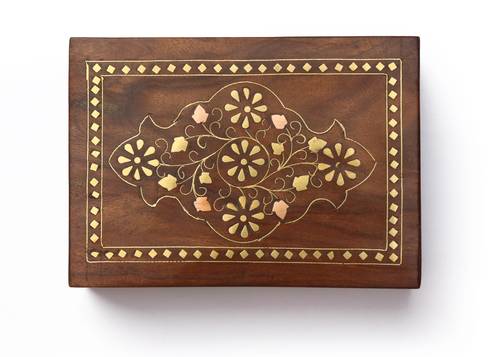 Square brown wooden box