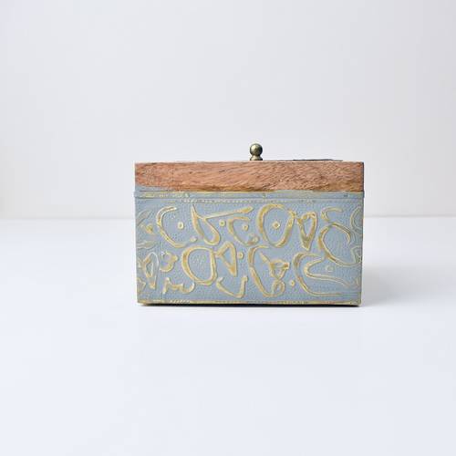 Square incense burner - wooden and brass handle