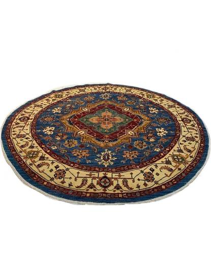 Afghani wool round carpet