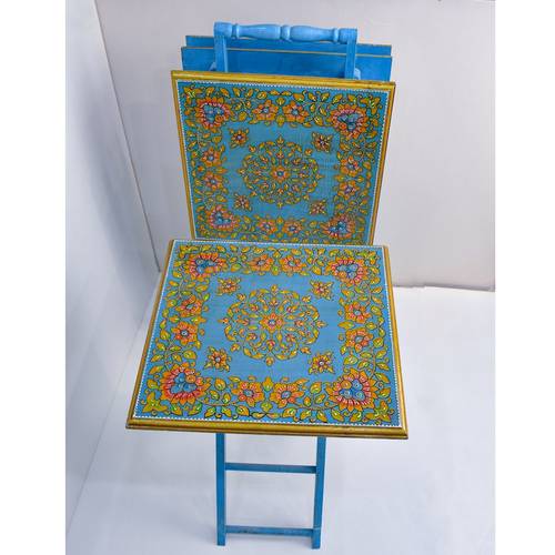 Wooden table set - Hand-painted