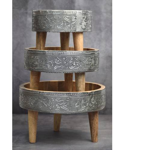 Set of Wooden Black Cake Stand