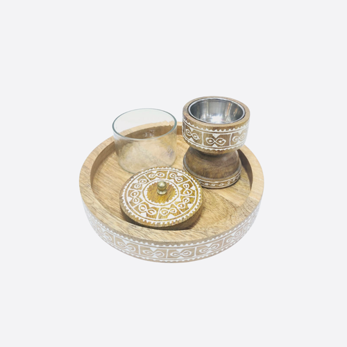 Wood Round Mubkhar Set