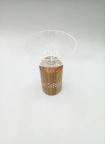 Acrylic bowl with wooden base - small
