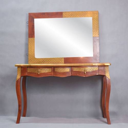 Wooden Brown Console with Mirror
