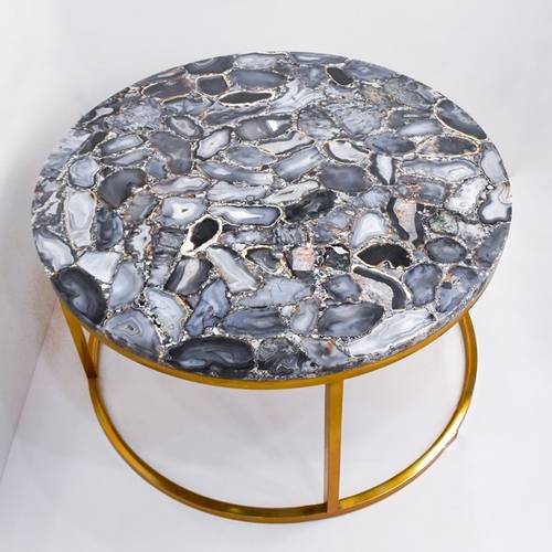 Agate Table with Base - Dark Gray