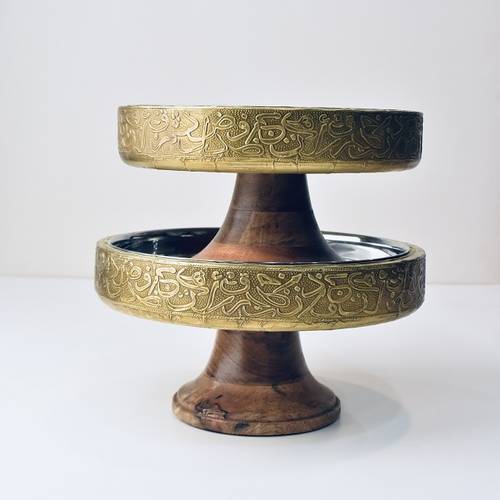 Wooden and copper cake set - Gold