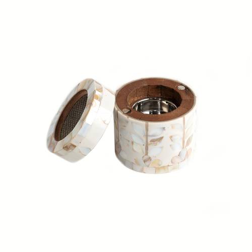 Round White seashell mubkhar - small
