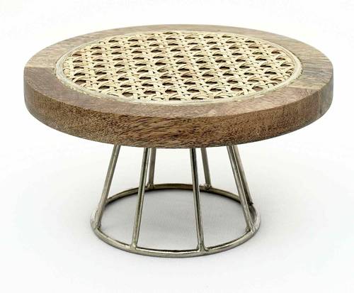 Wooden cake stand with rattan