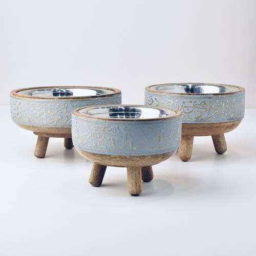 Wooden and brass nut bowl set